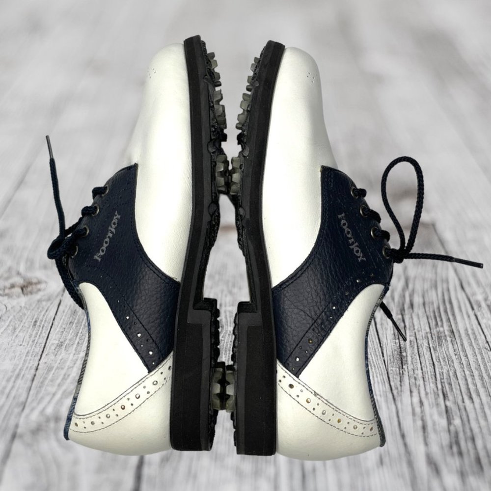 Footjoys Womens Softjoys Terrains White/Navy Leather Saddle Golf Shoe Size 6 M - Picture 5 of 11